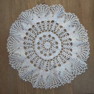 12" Vintage Solid White Cotton Doily